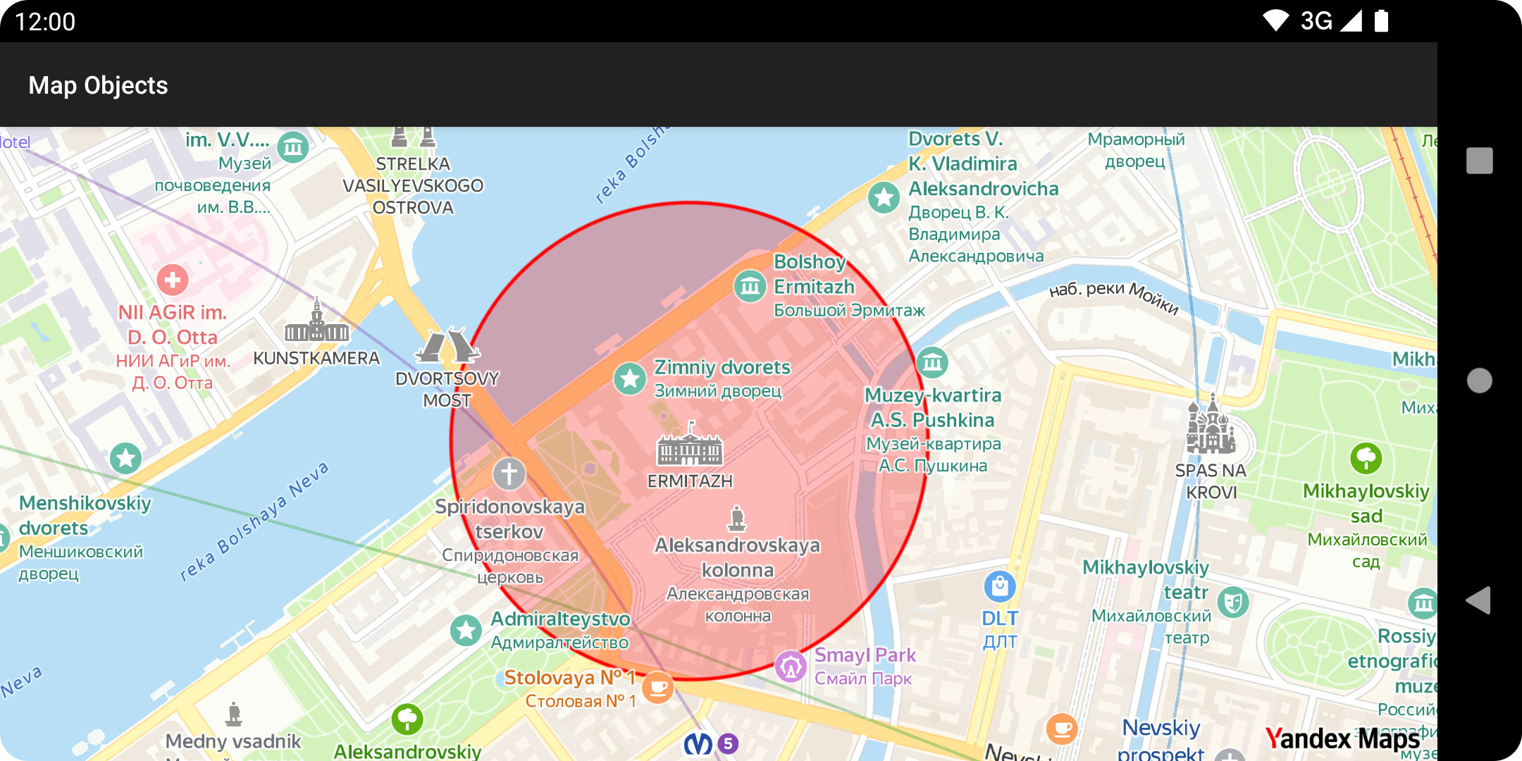 Map with the circle