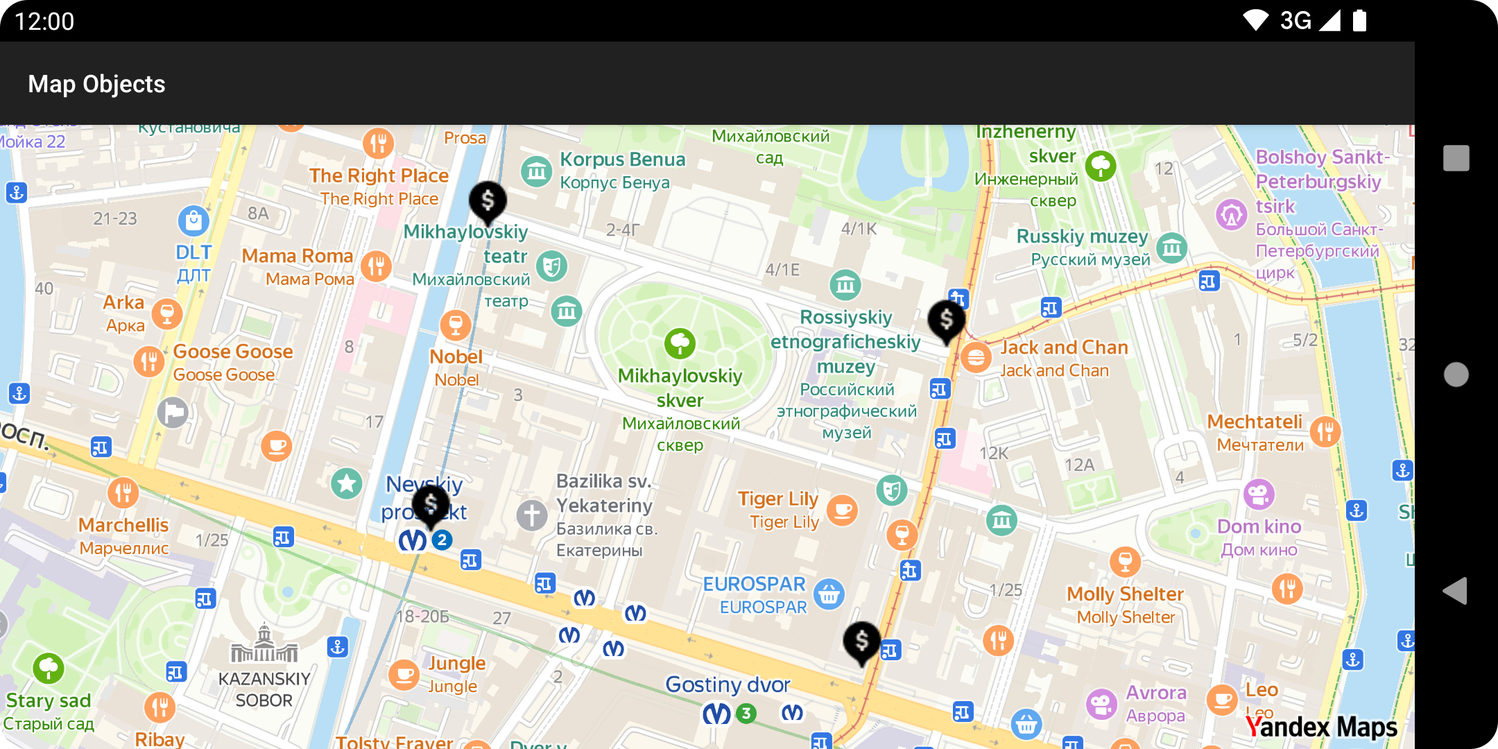 Map with placemark collection