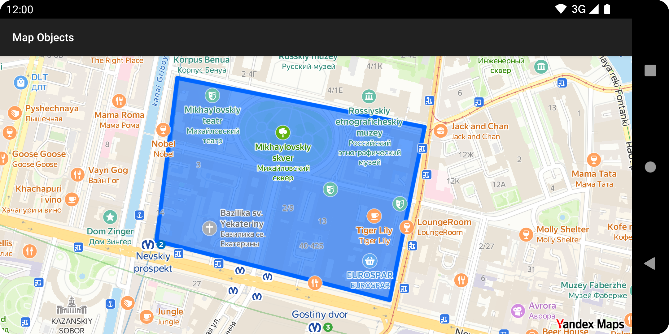 Map with default polygon