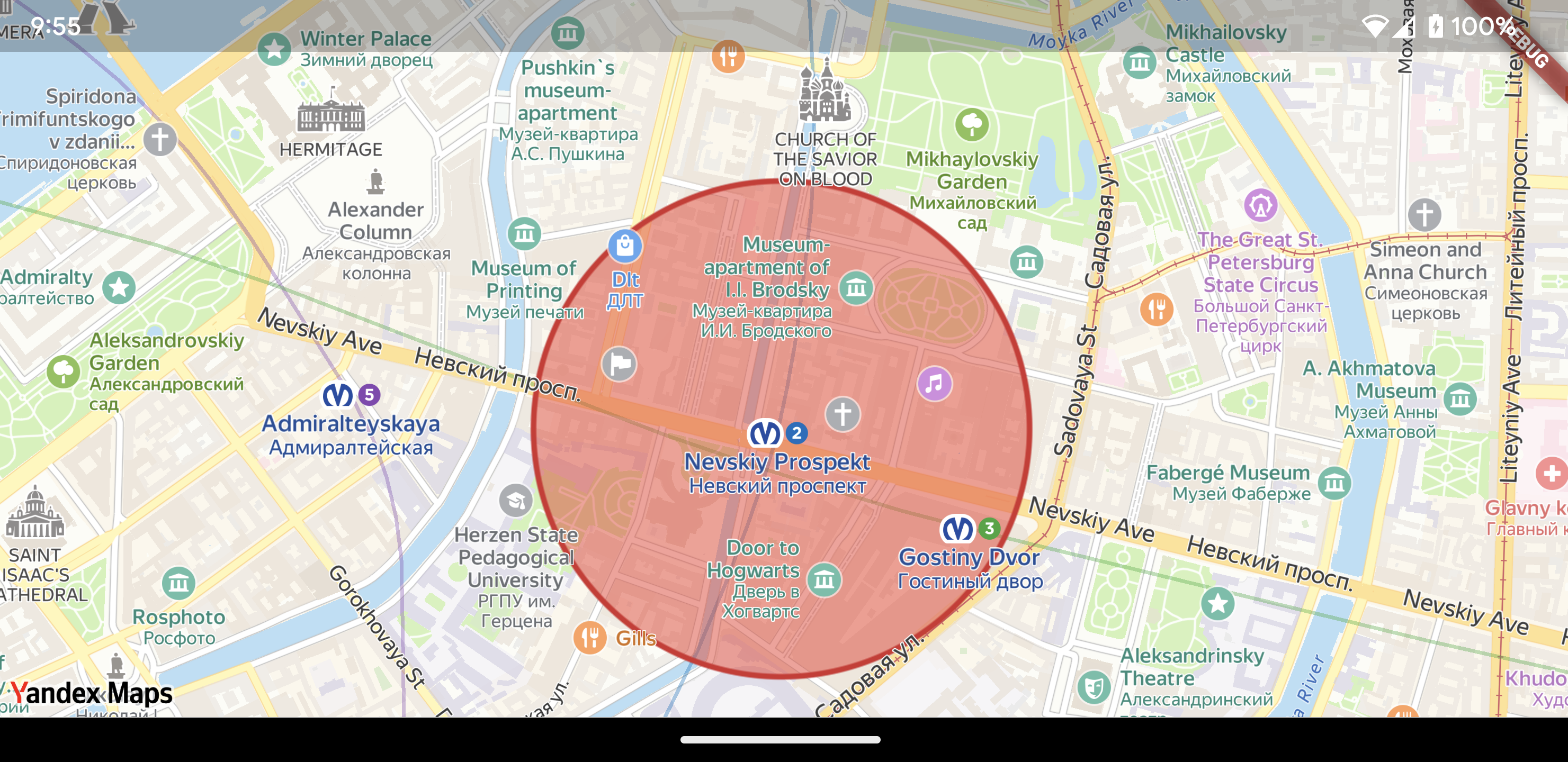 Map with the circle
