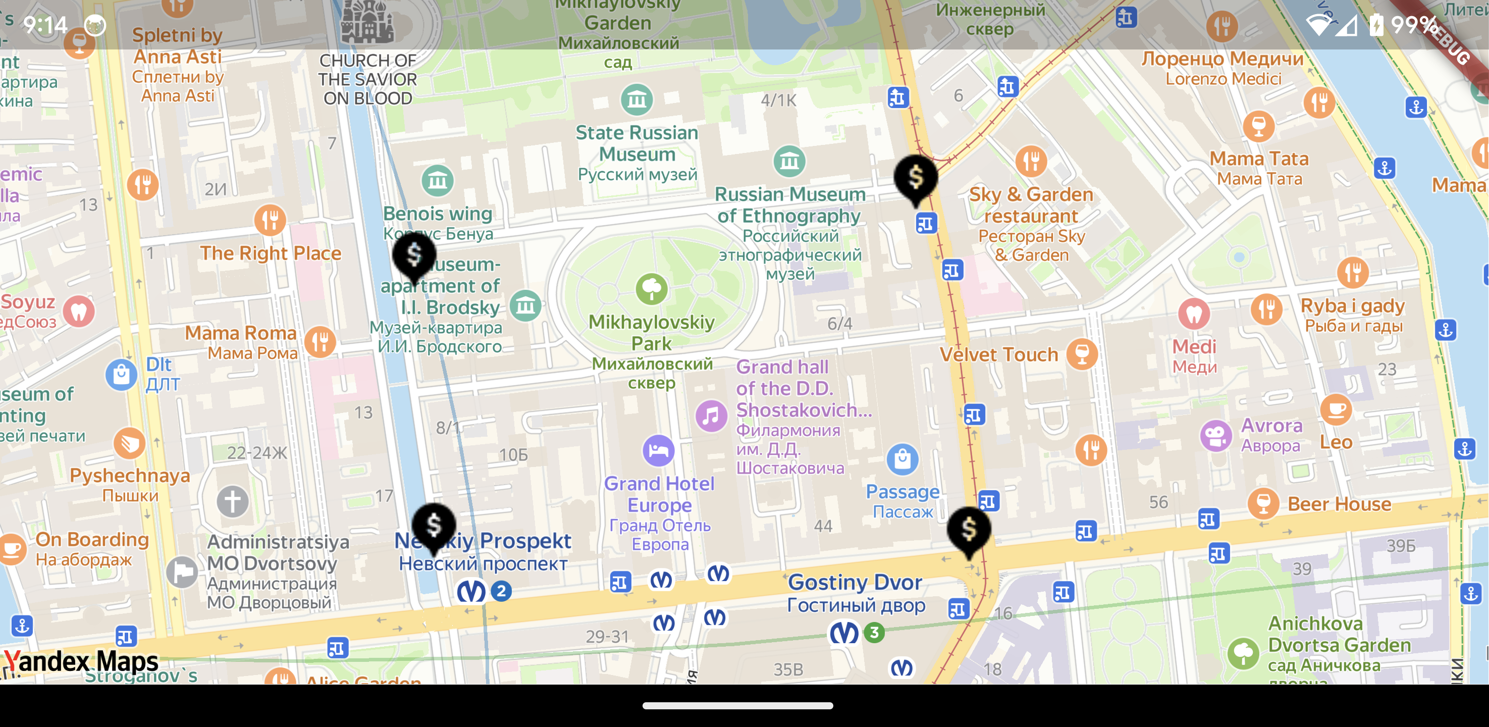 Map with placemark collection