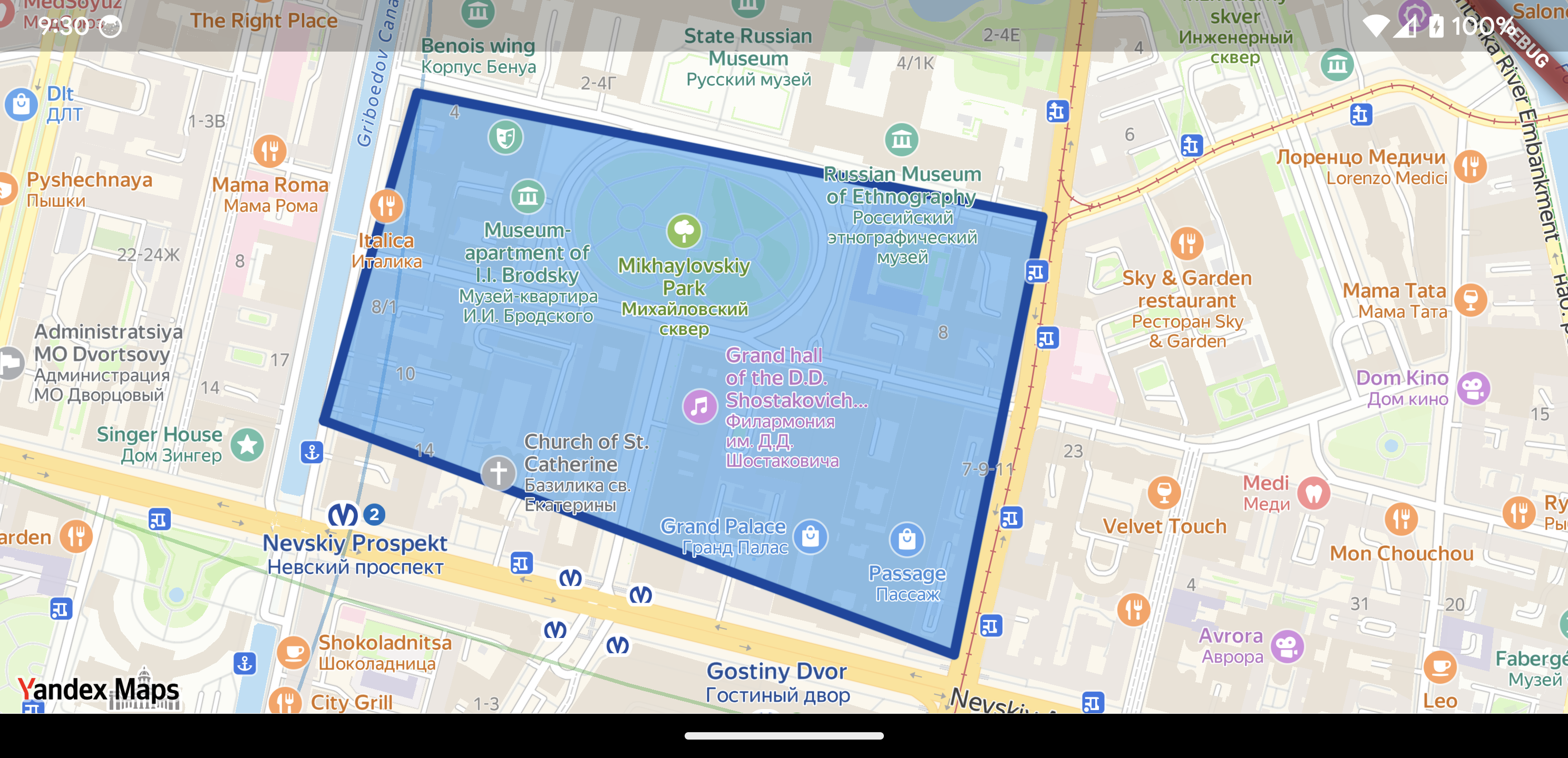 Map with default polygon
