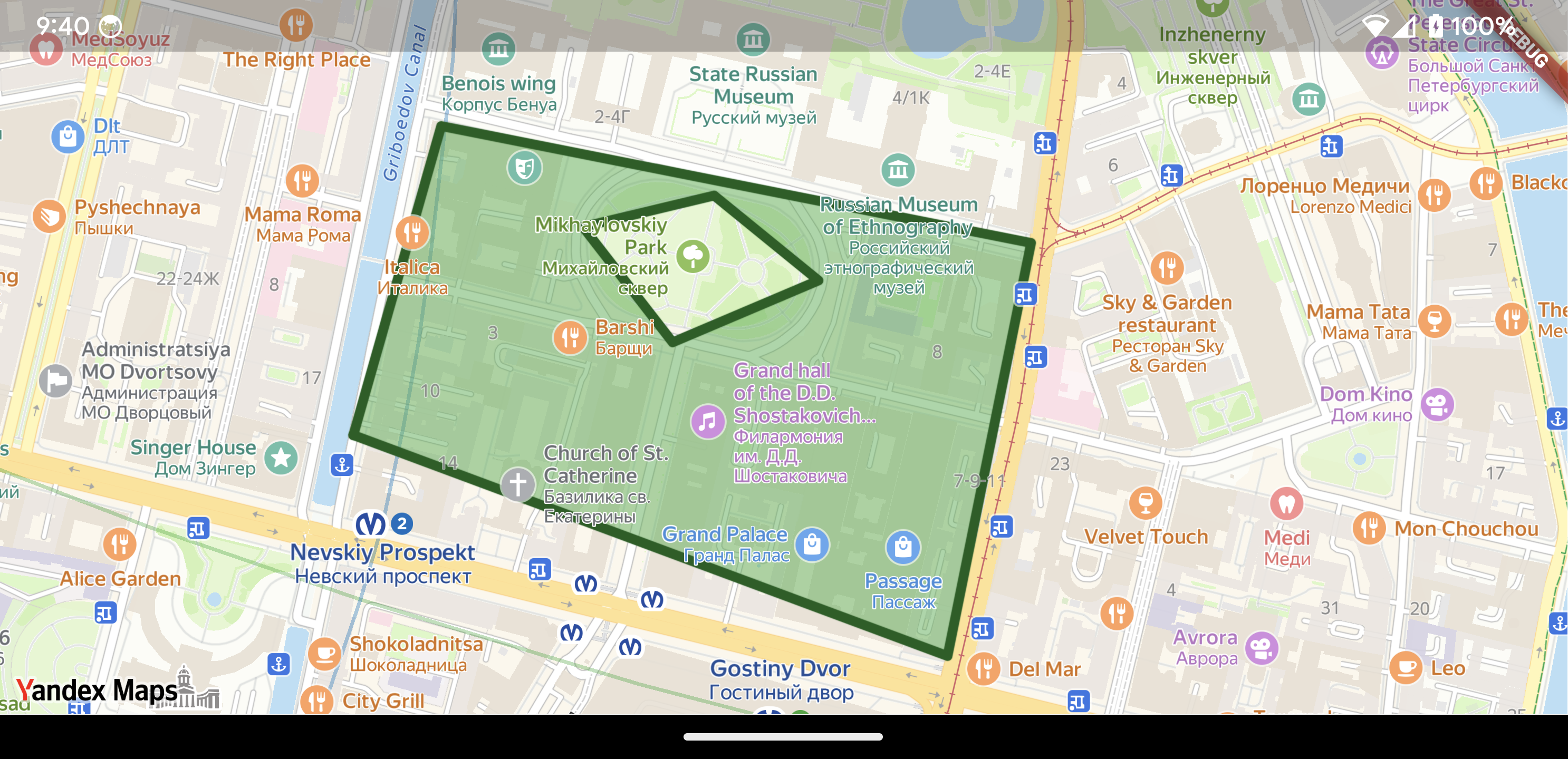 Map with styled polygon