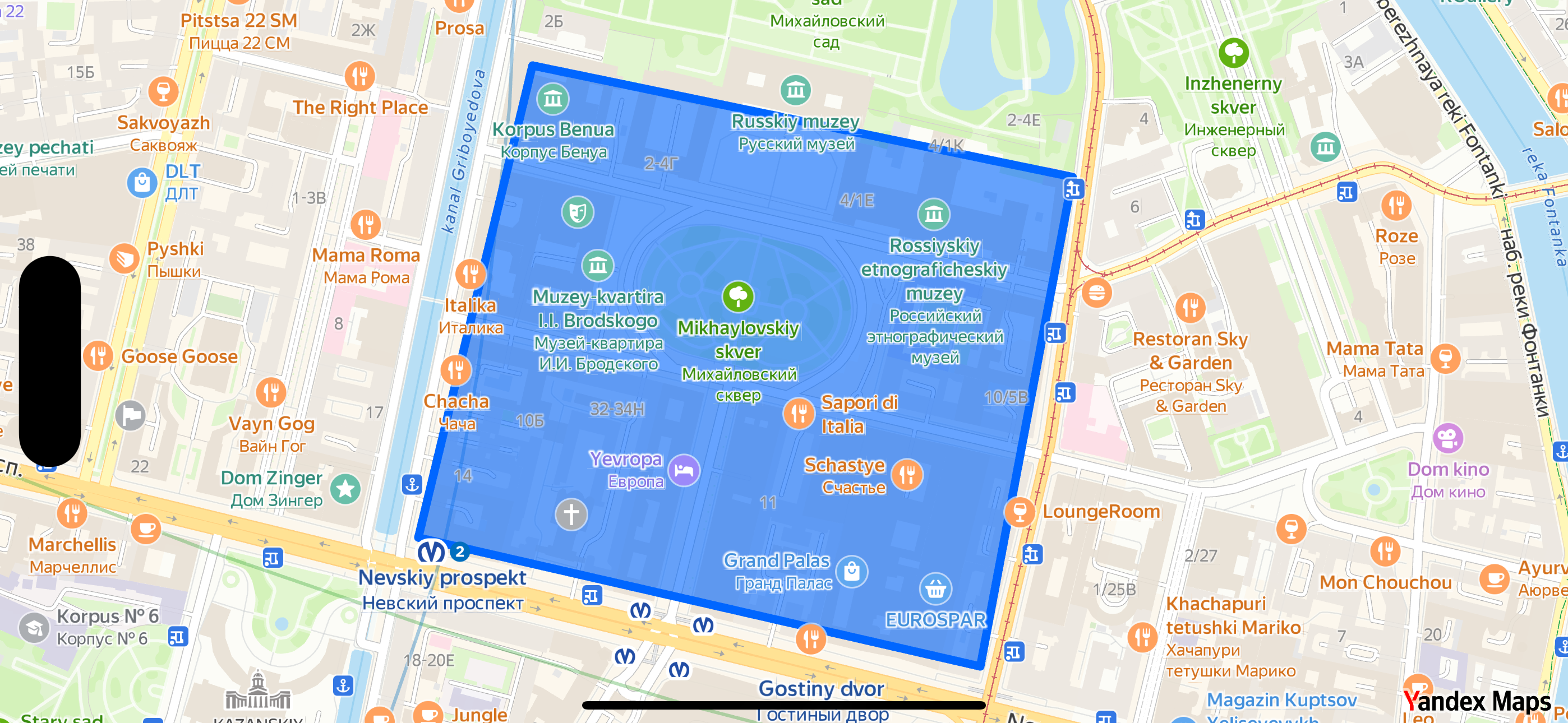 Map with default polygon