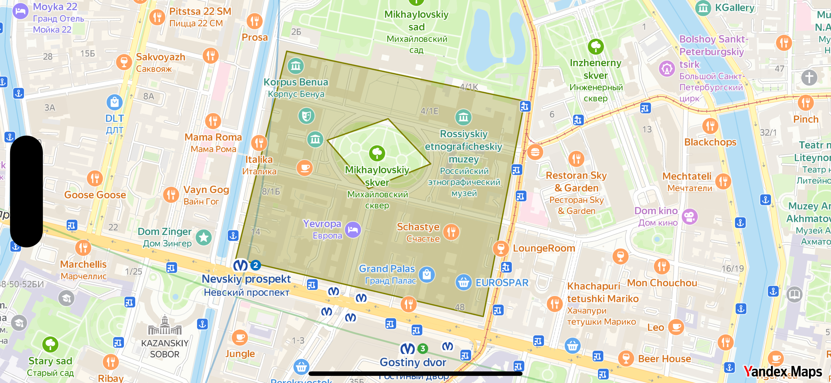 Map with styled polygon